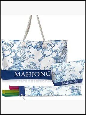American Mahjong Carrying Bag Set - Tote, Tile Bag & Rack Sleeve - Storage
